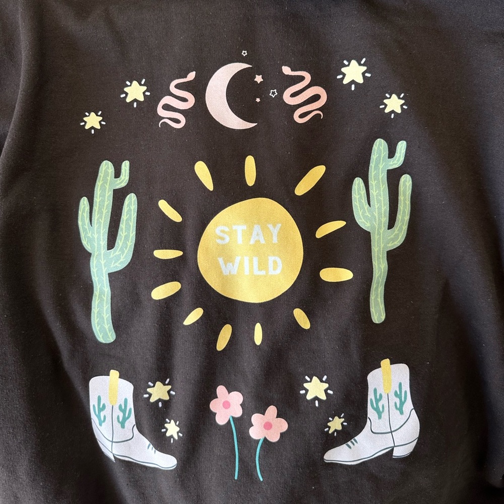 Brown sweatshirt with design on back